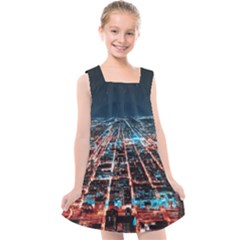 Aerial Shot Of Buildings Kids  Cross Back Dress by Modalart