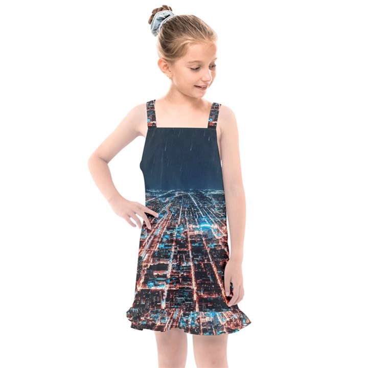 Aerial Shot Of Buildings Kids  Overall Dress