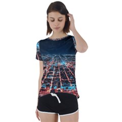 Aerial Shot Of Buildings Short Sleeve Open Back T-shirt by Modalart