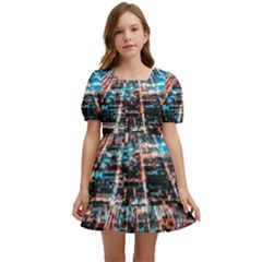 Aerial Shot Of Buildings Kids  Short Sleeve Dolly Dress by Modalart