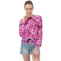 Beautiful Tree Flowers Banded Bottom Chiffon Top by 1212