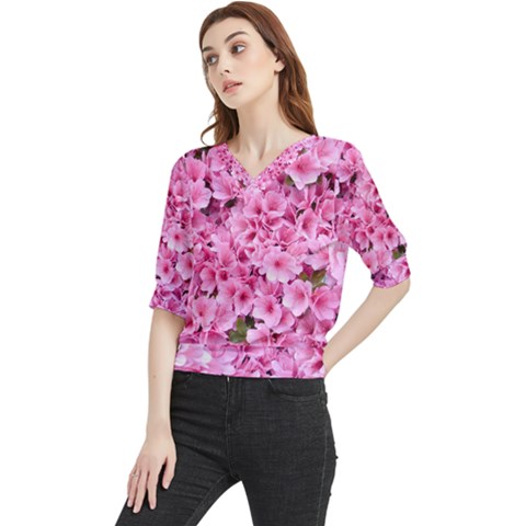 Beautiful Tree Flowers Quarter Sleeve Blouse by 1212