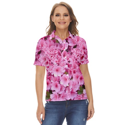 Beautiful Tree Flowers Women s Short Sleeve Double Pocket Shirt by 1212