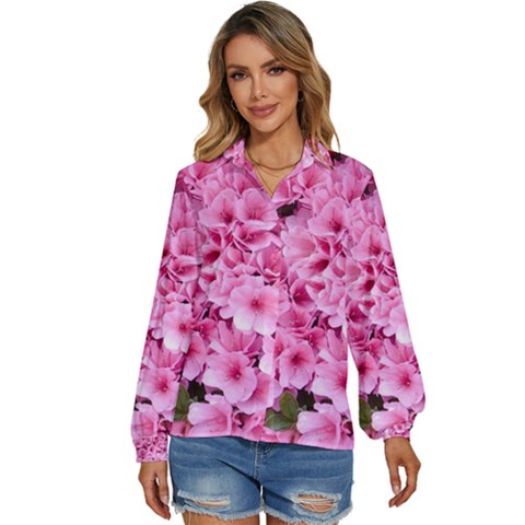 Beautiful Tree Flowers Women s Long Sleeve Button Up Shirt by 1212