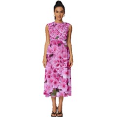 Beautiful Tree Flowers Sleeveless Round Neck Midi Dress by 1212