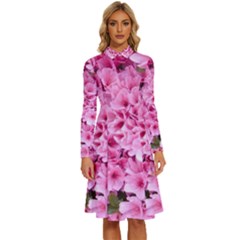 Beautiful Tree Flowers Long Sleeve Shirt Collar A-line Dress by 1212