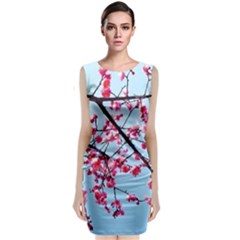 Beautiful Tree Flowers Sleeveless Velvet Midi Dress