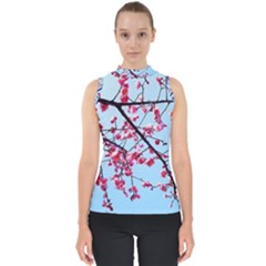 Beautiful Tree Flowers Mock Neck Shell Top by 1212