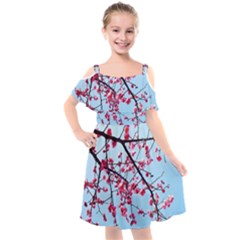 Beautiful Tree Flowers Kids  Cut Out Shoulders Chiffon Dress by 1212