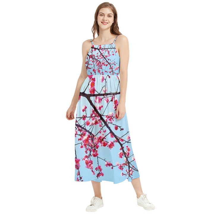 Beautiful tree flowers Boho Sleeveless Summer Dress