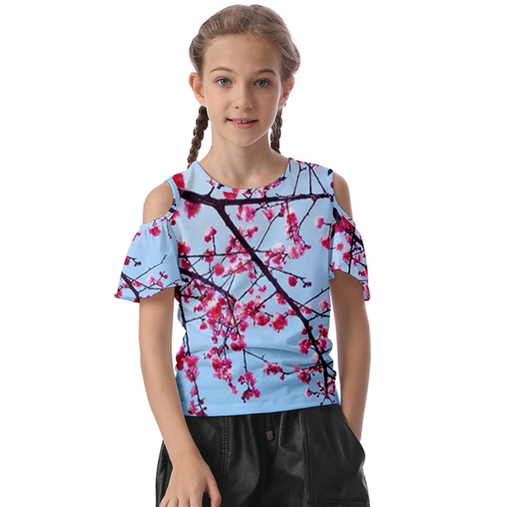 Beautiful tree flowers Kids  Butterfly Cutout T-Shirt