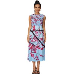 Beautiful Tree Flowers Sleeveless Round Neck Midi Dress by 1212