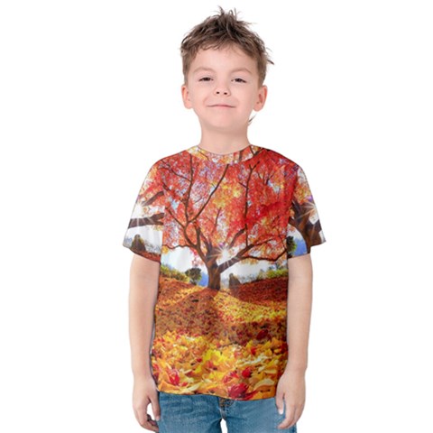 Beautiful Tree Flowers Kids  Cotton T-shirt by 1212