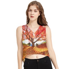 Beautiful Tree Flowers V-neck Cropped Tank Top by 1212