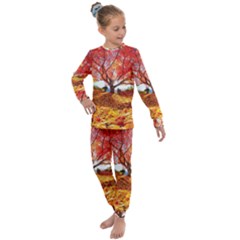 Beautiful Tree Flowers Kids  Long Sleeve Set  by 1212