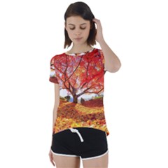 Beautiful Tree Flowers Short Sleeve Open Back T-shirt by 1212