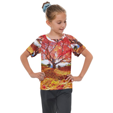 Beautiful Tree Flowers Kids  Mesh Piece T-shirt by 1212