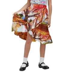 Beautiful Tree Flowers Kids  Ruffle Flared Wrap Midi Skirt by 1212