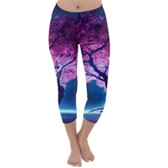 Beautiful Tree Flowers Capri Winter Leggings 