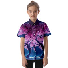 Beautiful Tree Flowers Kids  Short Sleeve Shirt by 1212