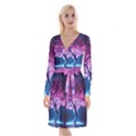 Beautiful tree flowers Long Sleeve Velvet Front Wrap Dress View1