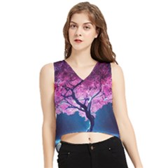 Beautiful Tree Flowers V-neck Cropped Tank Top by 1212