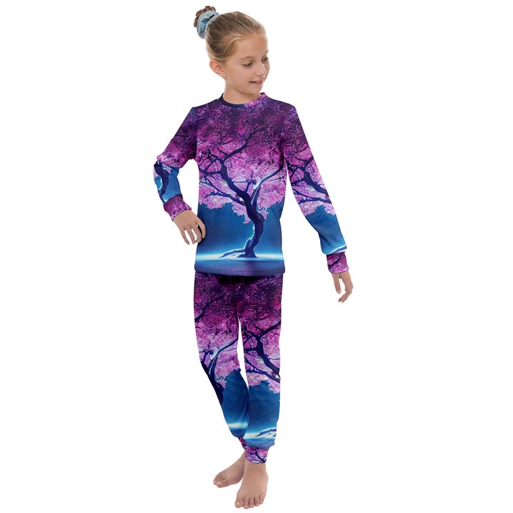 Beautiful tree flowers Kids  Long Sleeve Set 