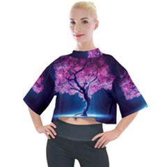 Beautiful Tree Flowers Mock Neck T-shirt by 1212