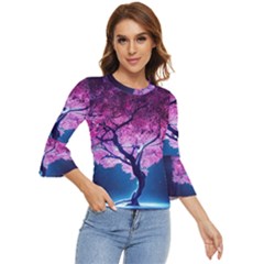 Beautiful Tree Flowers Bell Sleeve Top