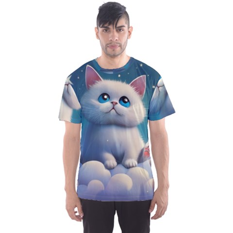 Cat On The Sky Men s Sport Mesh T-shirt by 1212