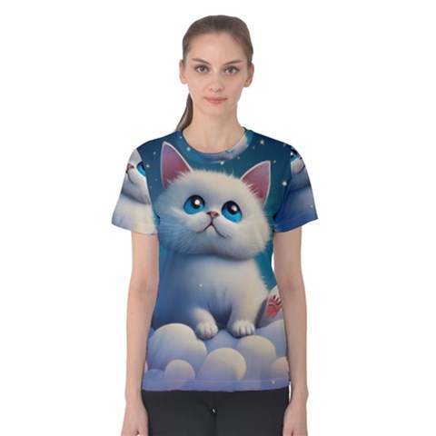 Cat On The Sky Women s Cotton T-shirt by 1212