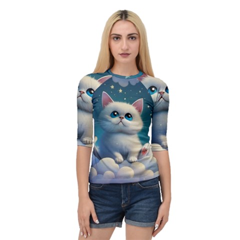 Cat On The Sky Quarter Sleeve Raglan T-shirt by 1212