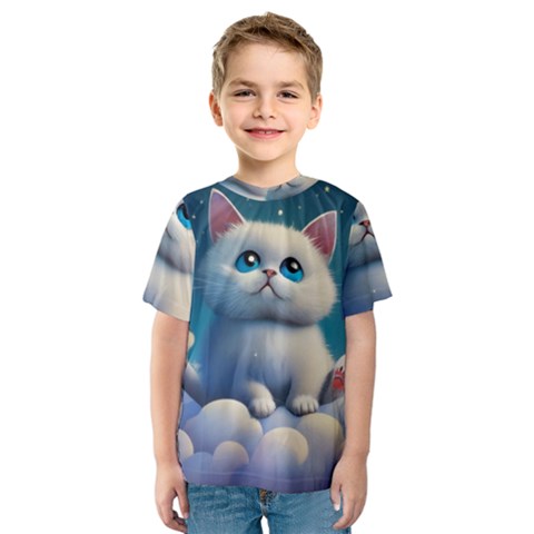 Cat On The Sky Kids  Sport Mesh T-shirt by 1212