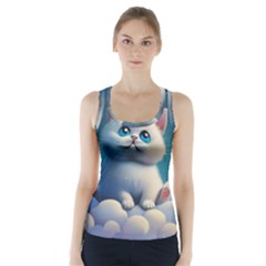 Cat On The Sky Racer Back Sports Top by 1212