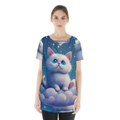 Cat On The Sky Skirt Hem Sports Top by 1212