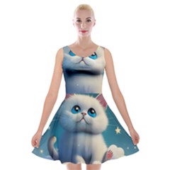 Cat On The Sky Velvet Skater Dress by 1212