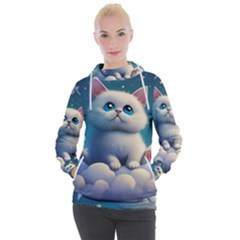 Cat On The Sky Women s Hooded Pullover