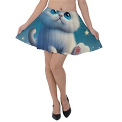 Cat On The Sky Velvet Skater Skirt