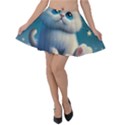 Cat on the sky Velvet Skater Skirt View1