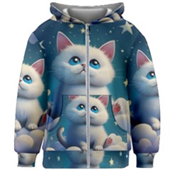 Cat On The Sky Kids  Zipper Hoodie Without Drawstring