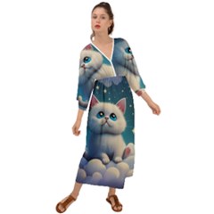 Cat On The Sky Grecian Style  Maxi Dress by 1212