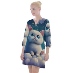 Cat On The Sky Open Neck Shift Dress by 1212