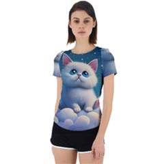 Cat On The Sky Back Cut Out Sport T-shirt by 1212