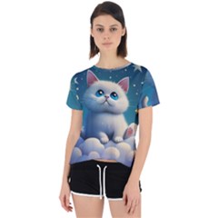 Cat On The Sky Open Back Sport T-shirt by 1212