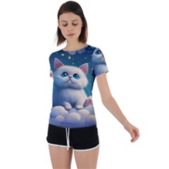 Cat On The Sky Back Circle Cutout Sports T-shirt by 1212