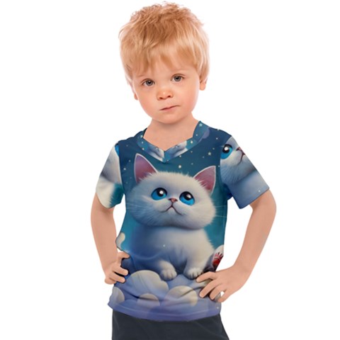 Cat On The Sky Kids  Sports T-shirt by 1212