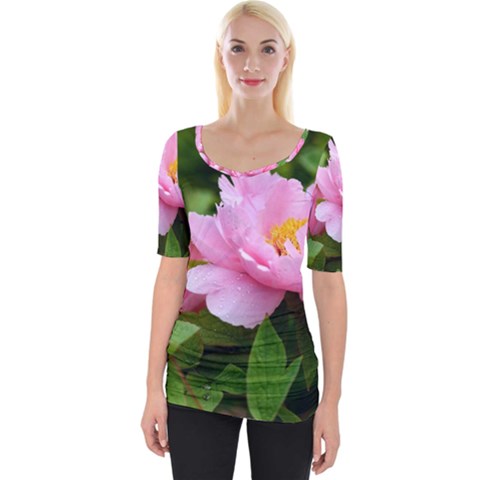 Beautiful Tree Flowers Wide Neckline T-shirt by 1212