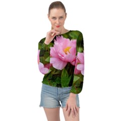 Beautiful Tree Flowers Banded Bottom Chiffon Top by 1212