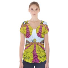 Beautiful Garden Short Sleeve Front Detail Top by 1212