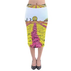 Beautiful Garden Velvet Midi Pencil Skirt by 1212